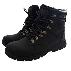 Banff Trail Waterproof Black Lace-Up Boots Hiking Faux Fur Lined Rugged Sole